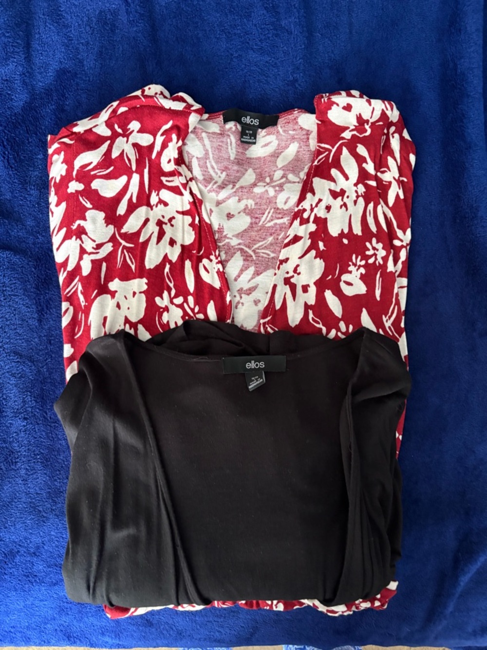 ellos Red & White Floral and Black Short V-Neck Rompers